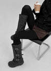 Serno Folding Buckle Leather Long Boots