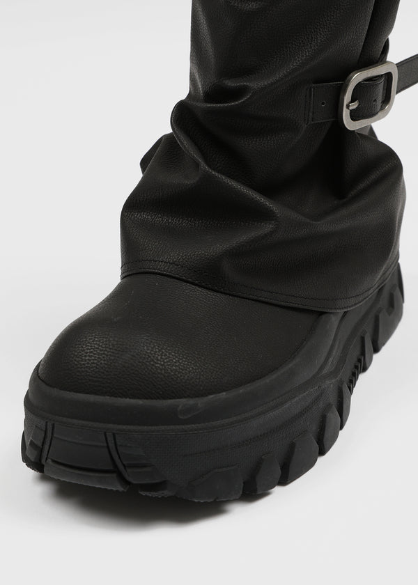 Serno Folding Buckle Leather Long Boots