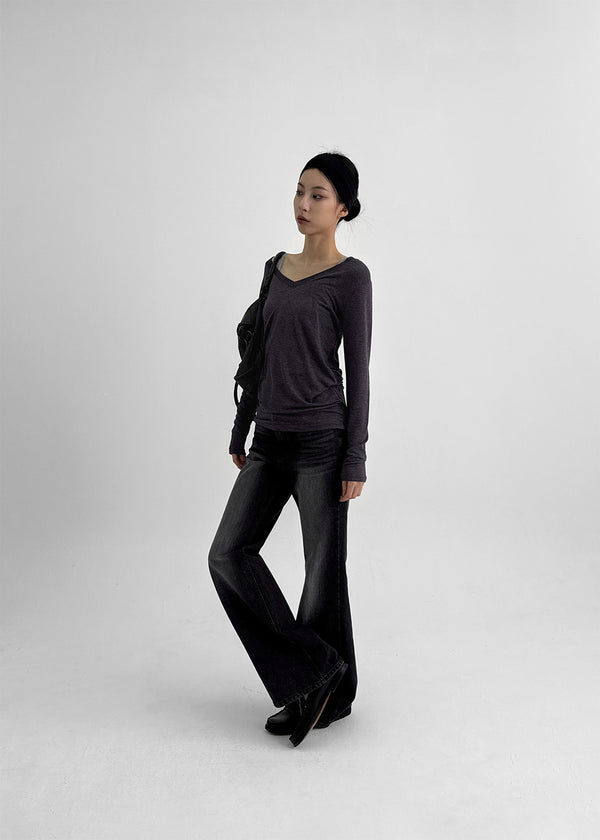 Belkir Wool V-neck Long Sleeve T-shirt