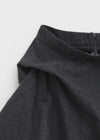 Nuken Unbalanced Shirring Wool Midi Skirt (35% Wool)