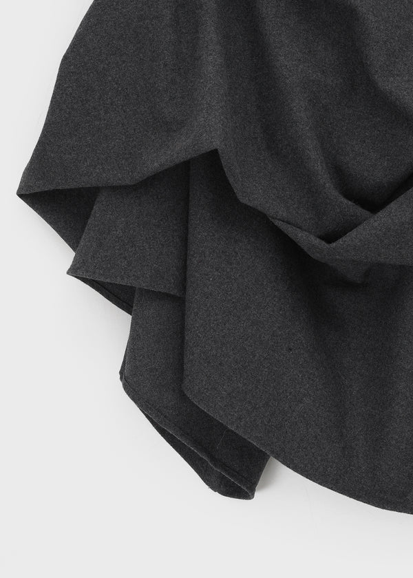 Nuken Unbalanced Shirring Wool Midi Skirt (35% Wool)