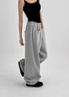 (UNISEX) Nojet Fleece Belt Wide Banding Pants