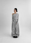 (UNISEX) Nojet Fleece Belt Wide Banding Pants