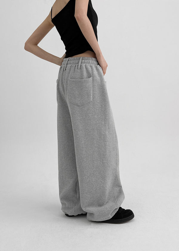 (UNISEX) Nojet Fleece Belt Wide Banding Pants