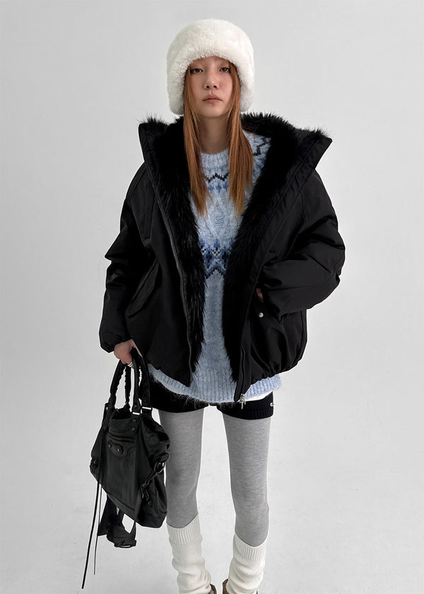 Leton Fur Padded Bomber Jacket