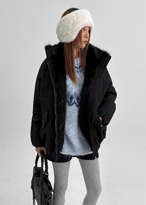 Leton Fur Padded Bomber Jacket