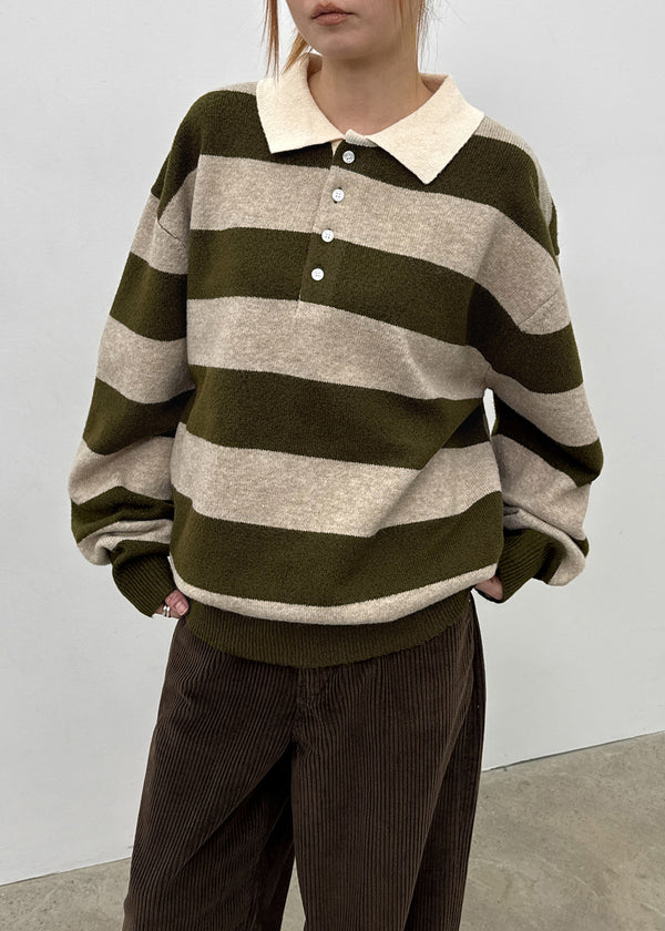 Parisian Striped Collar Wool Knit