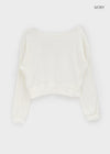 Estin Angora Button Off-shoulder Knit Man-to-man