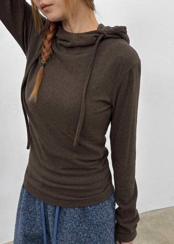 Pochit Angora Hooded Long Sleeve T-shirt