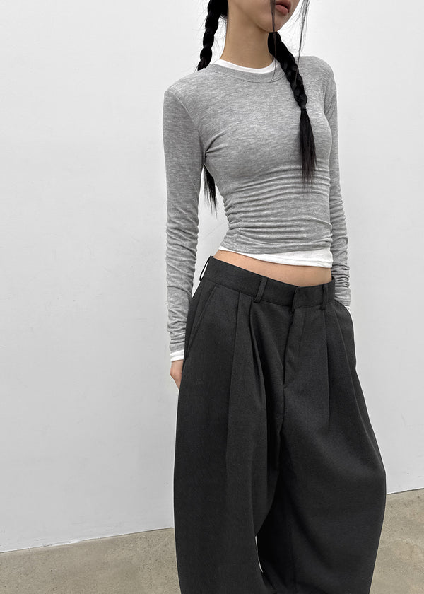 (UNISEX) Carlat Pintuck Wool Balloon Slacks