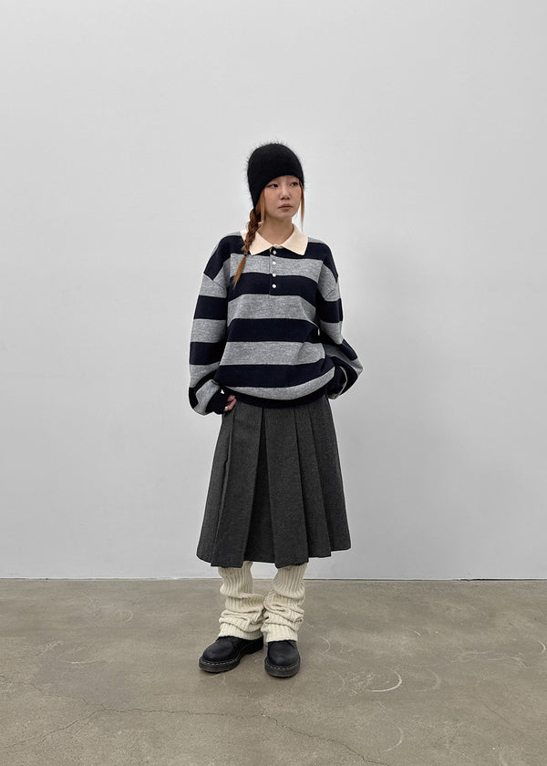 Parisian Striped Collar Wool Knit