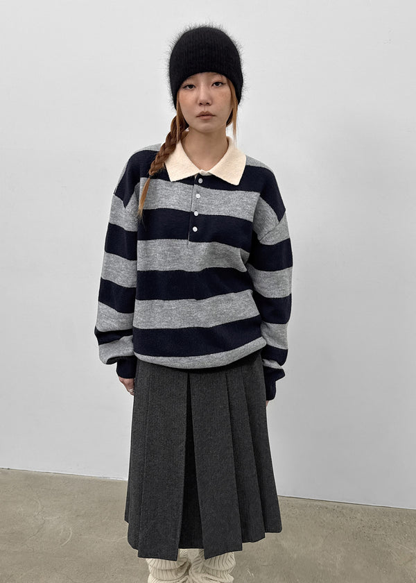 Parisian Striped Collar Wool Knit