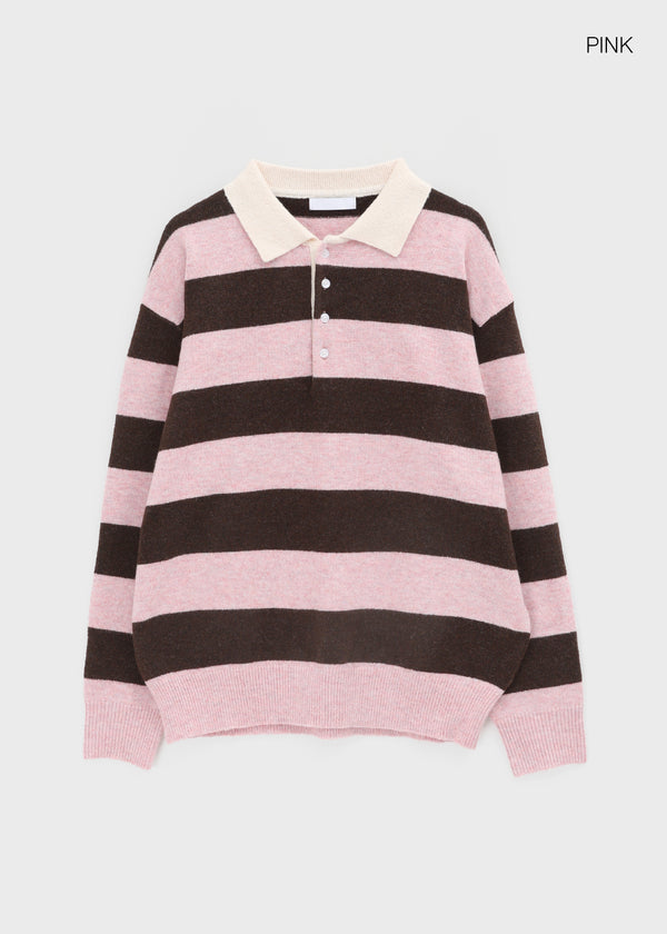 Parisian Striped Collar Wool Knit