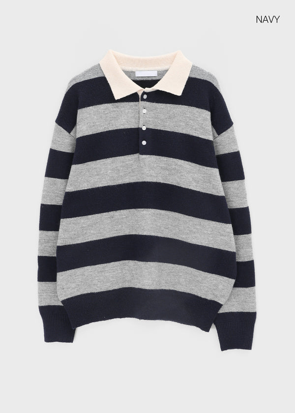 Parisian Striped Collar Wool Knit