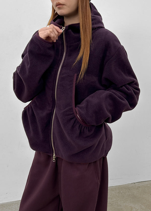 Hepton Shirring Fleece Two-way Hooded Zip-up