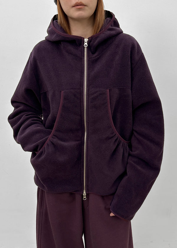 Hepton Shirring Fleece Two-way Hooded Zip-up