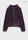 Hepton Shirring Fleece Two-way Hooded Zip-up