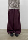 (UNISEX) Nojet Fleece Belt Wide Banding Pants