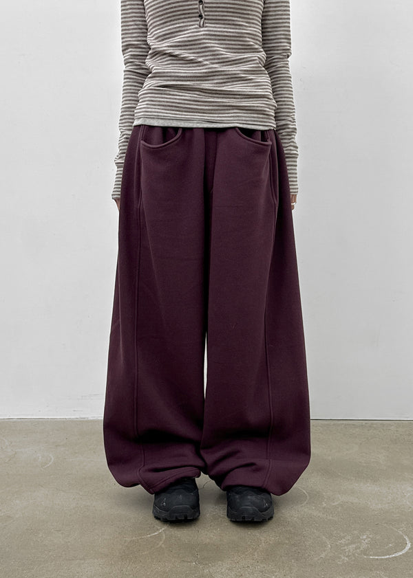 (UNISEX) Nojet Fleece Belt Wide Banding Pants