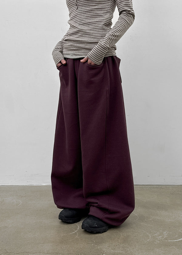 (UNISEX) Nojet Fleece Belt Wide Banding Pants