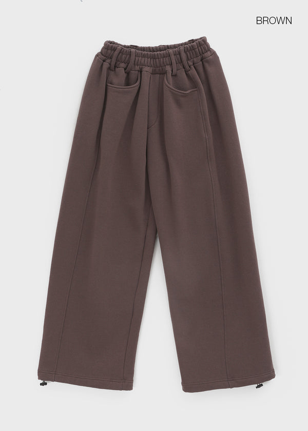 (UNISEX) Nojet Fleece Belt Wide Banding Pants