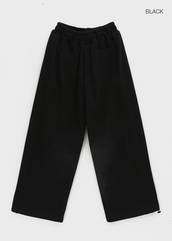 (UNISEX) Nojet Fleece Belt Wide Banding Pants