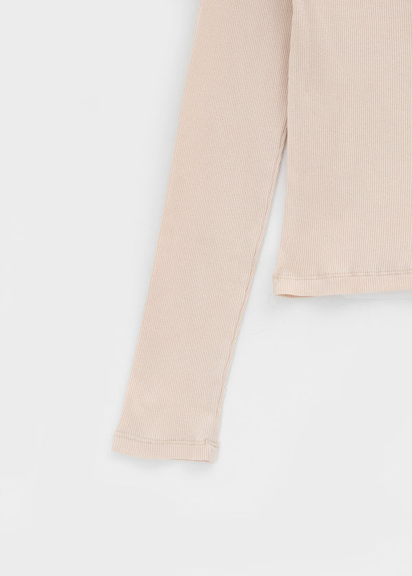 Shrint Boat Neck Ribbed Long Sleeve T-shirt