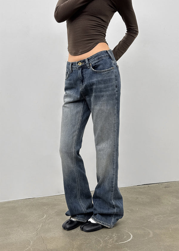 Cash Wong Washed Bootcut Denim Pants