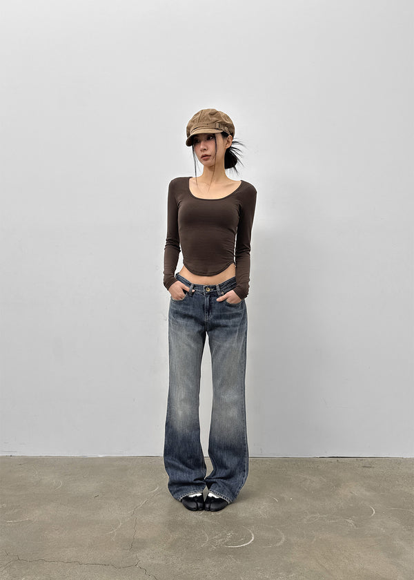 Cash Wong Washed Bootcut Denim Pants