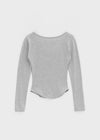 Pelong Square Neck Rounded Fleece Long-sleeved T-shirt