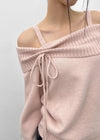 Nant Cashmere Knit Ribbon Off-shoulder Top