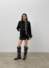 Dingko Suede Tension Slit Mini Skirt Pants