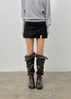 Dingko Suede Tension Slit Mini Skirt Pants