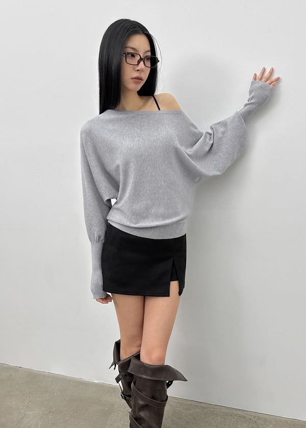 Dingko Suede Tension Slit Mini Skirt Pants
