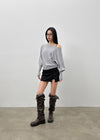 Dingko Suede Tension Slit Mini Skirt Pants