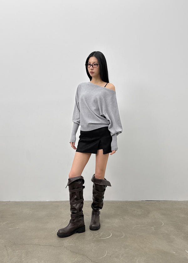 Dingko Suede Tension Slit Mini Skirt Pants