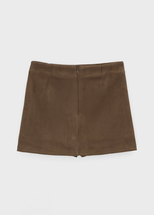 Dingko Suede Tension Slit Mini Skirt Pants