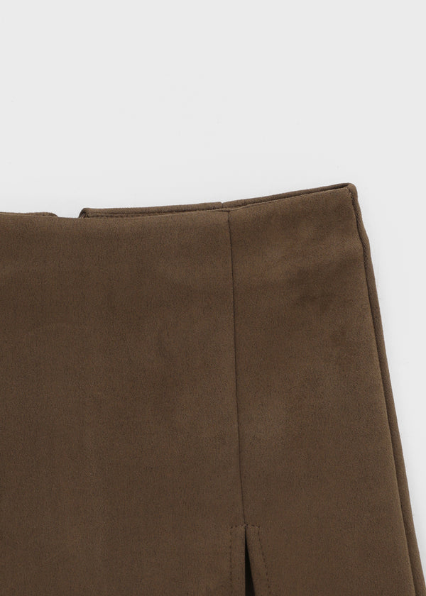 Dingko Suede Tension Slit Mini Skirt Pants
