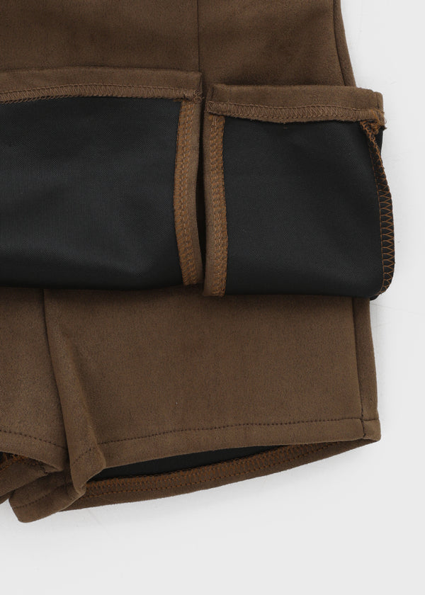 Dingko Suede Tension Slit Mini Skirt Pants