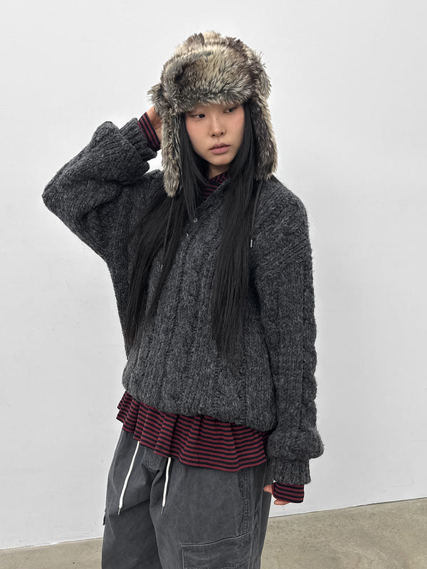 Tolsha Stripe Frill Hooded Long Sleeve T-shirt