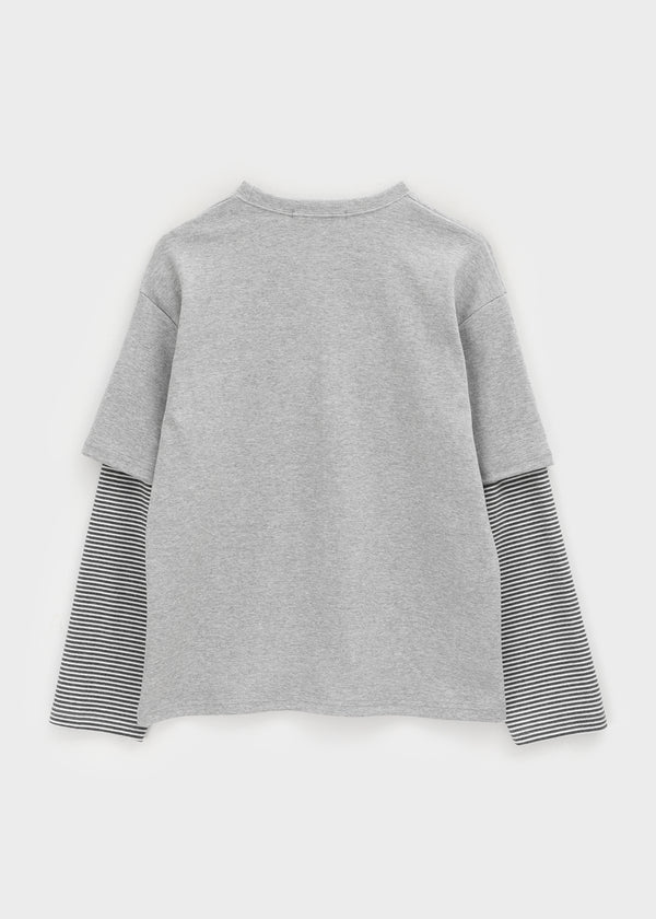 Milat Stripe Short Sleeve Layered Long Sleeve T-shirt
