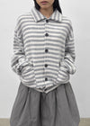 (UNISEX) Ryuko Striped Fleece Collar Cardigan
