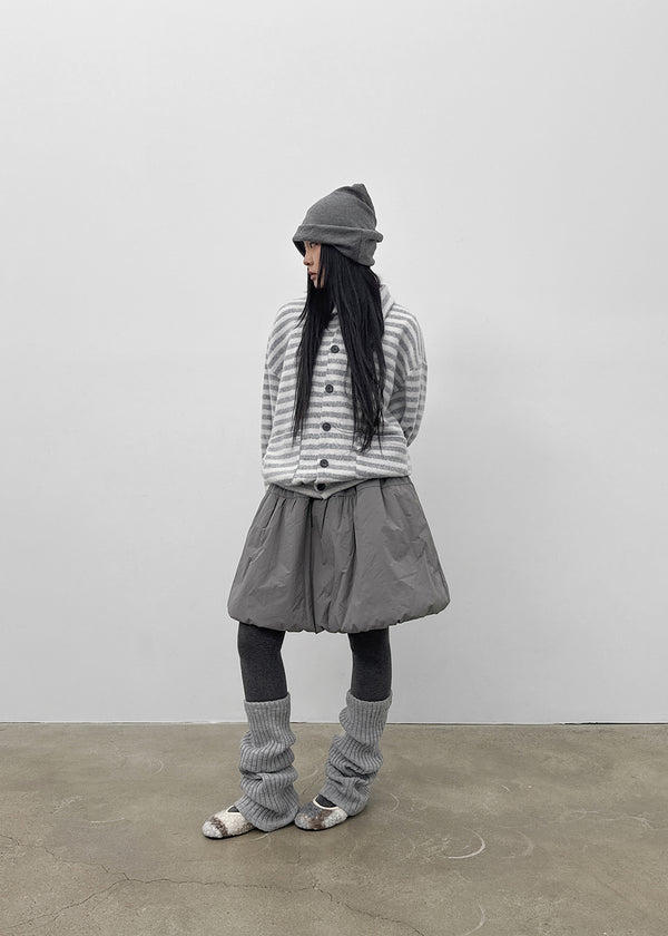 (UNISEX) Ryuko Striped Fleece Collar Cardigan