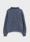 (UNISEX) Ryuko Striped Fleece Collar Cardigan