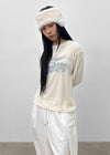 Pilaning Fleece Vintage Print Long-sleeved T-shirt