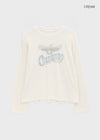 Pilaning Fleece Vintage Print Long-sleeved T-shirt