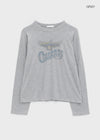 Pilaning Fleece Vintage Print Long-sleeved T-shirt