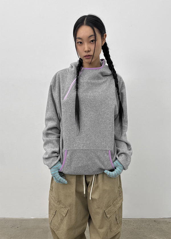 Bulpen High Neck Zipper Fleece Hoodie