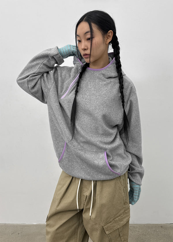 Bulpen High Neck Zipper Fleece Hoodie