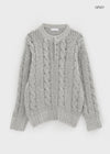 (UNISEX) Leak Alpaca Cable Henley Neck Knit